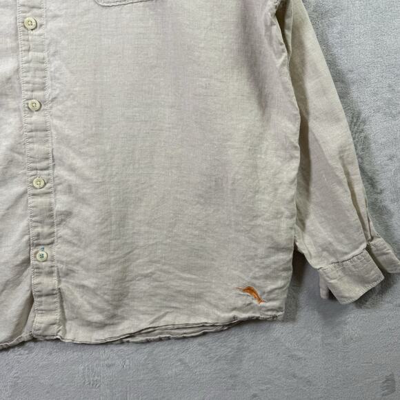 Tommy Bahama Button Up Shirt Men's XXL Linen Cream Tropical Breathable Pocket - Picture 3 of 16